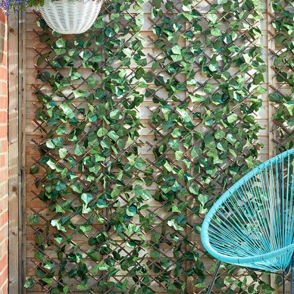 Smart Garden Faux Decor Lemon Leaf Trellis Green 180cm x 60cm 5045082 | UV Protected | Attached to an Expandable Willow Trellis| Maintenance-Free Home Decor | Use Vertically or Horizontally | A Stylish Alternative to Traditional Fencing