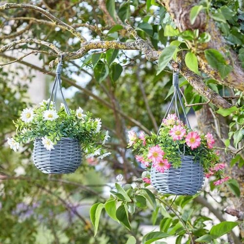 Smart Garden Meadow Faux Hanging Flower Basket Bouquet Assorted Colours 27cm 5610000 | Maintenance-Free | Home Decor | Available in 4 Designs | Weather and UV Resistant