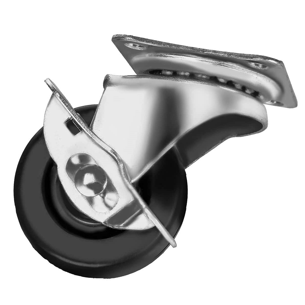 Select Hardware Ambassador Heavy Duty Swivel Plate Caster Rubber Wheel with Side Brake Black 75mm 1968P | Heavy Duty Caster Wheel With Brake 75mm | Swivel Rubber Caster 3 Inch with Side Brake | Select Hardware Caster Wheel Black | Ambassador 1968P Swivel