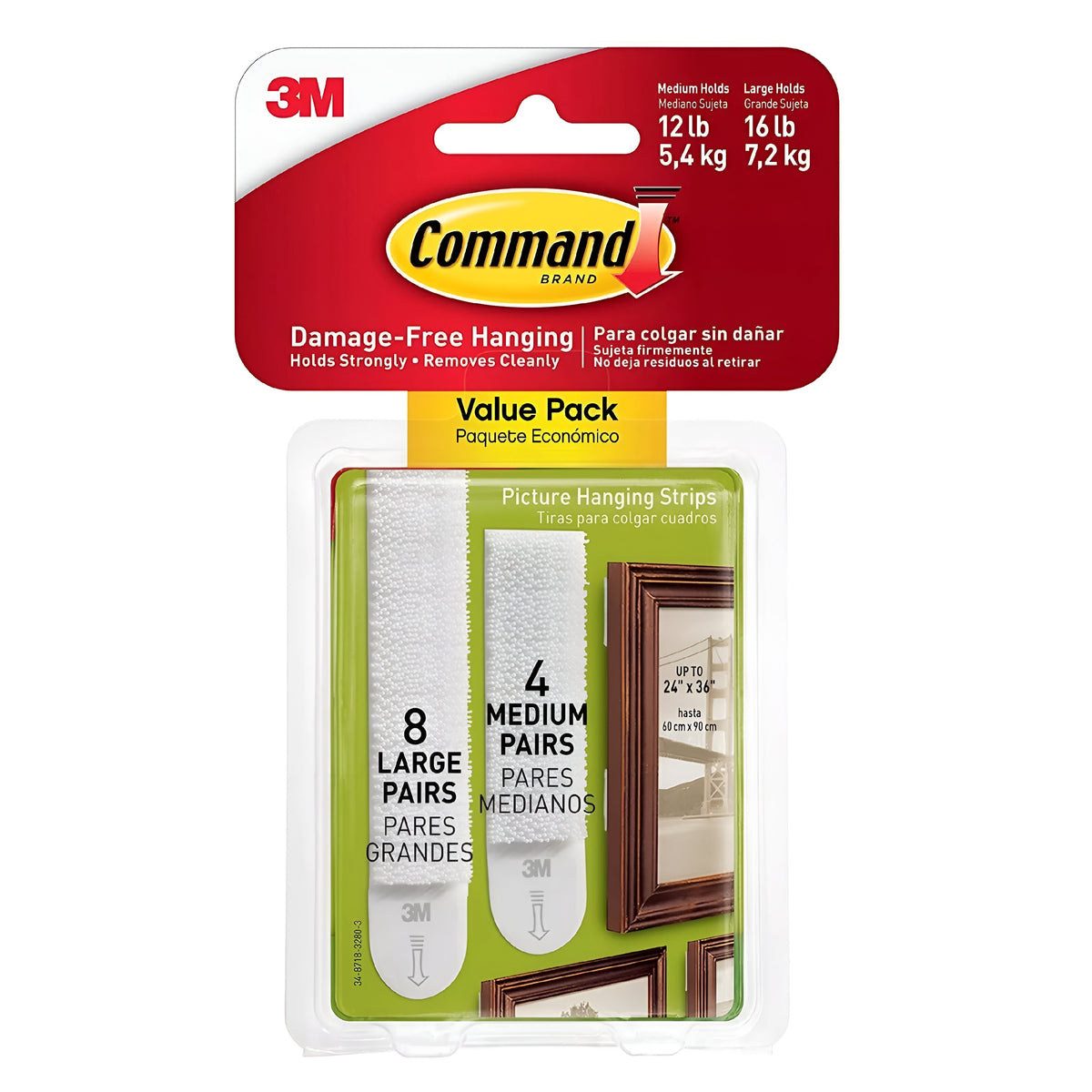 Command 3M Picture Hanging Strips White Assorted Sizes Pack of 12 17209ES | Damage-Free Hanging | Holds Strongly | Removes Cleanly | Value Pack