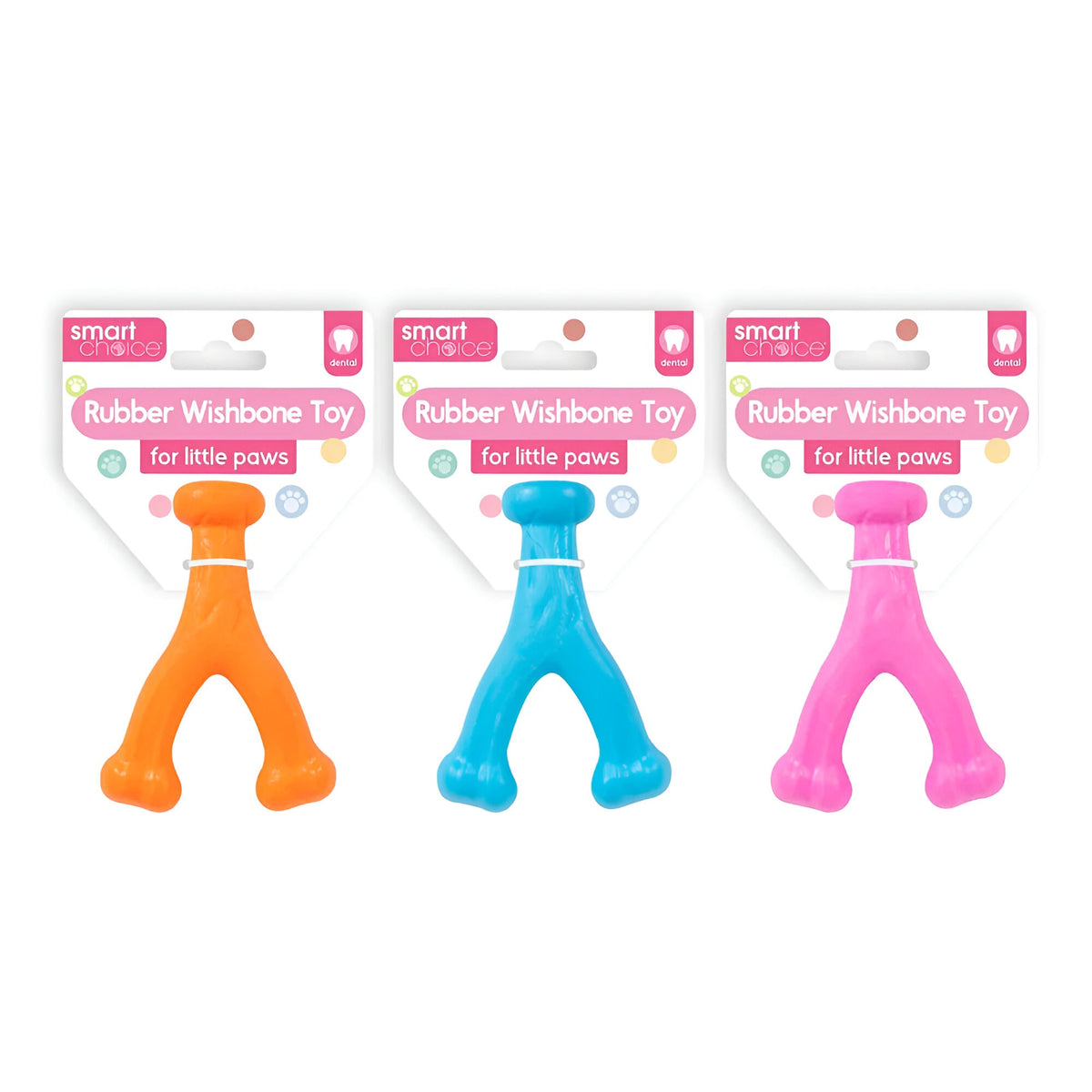RSW Smart Choice Rubber Wishbone for Little Paws Assorted Colours 12cm x 8.5cm Pack of 1 SC1580 | Dental | Lightweight and Robust Rubber | Helps to Maintain Dental Hygiene | Great for Games of Throw and Fetch