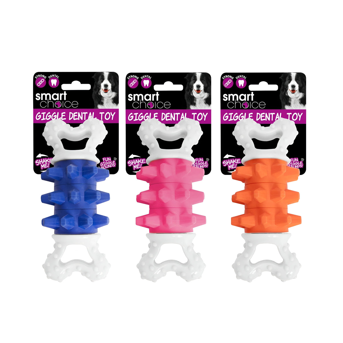 RSW Smart Choice Rubber Dental Toy with Giggle Noise Assorted Colours 14.7cm x 8cm Pack of 1 SC1202 | Lightweight and Robust Rubber | Fun Giggle Noise to Encourage Play | Helps to Maintain Dental Hygiene | Great for Games of Throw and Fetch | Strong