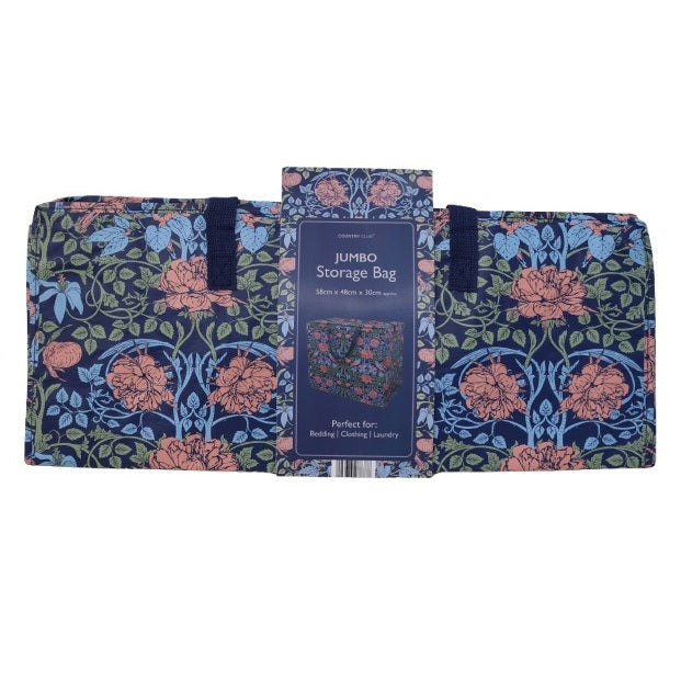 Country Club Floral Print Jumbo Storage Bag Multicoloured 58cm x 48cm x 30cm STO237744 | Durable Zip-Up Bag | For Bedding- Laundry and Clothing | Reusable and Foldable Organizer Tote