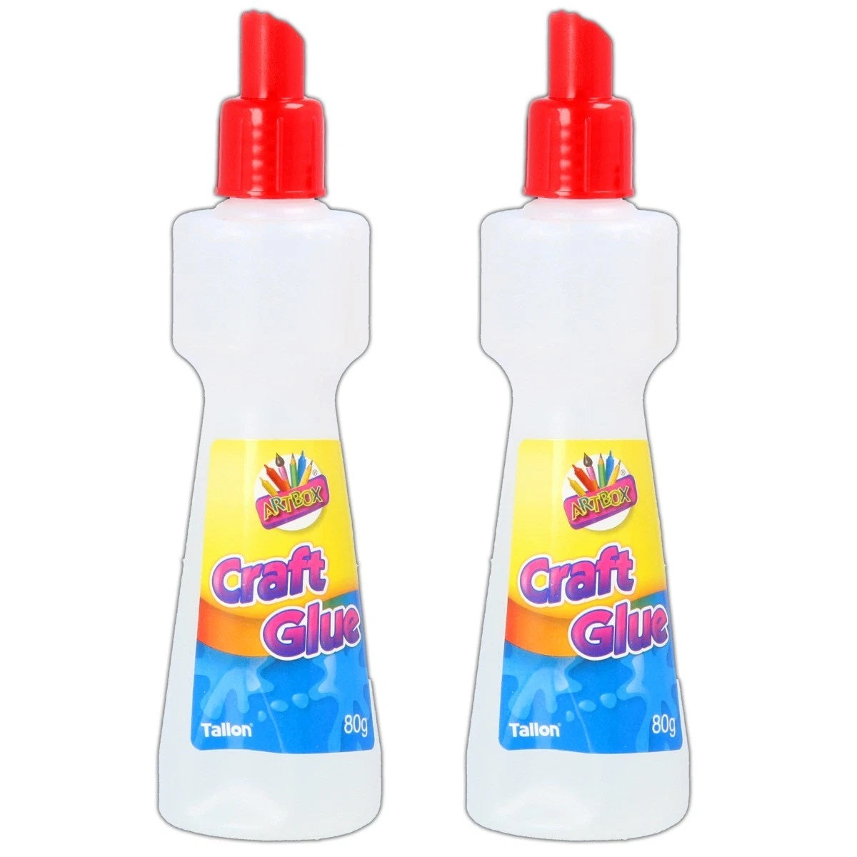 Tallon Artbox Craft Glue Applicator Bottles Clear 80g Pack of 2 6007 | Great Creative Fun | Mess Free | Safe and Non Toxic