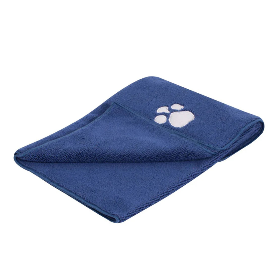 Smart Choice Quick Drying Microfibre Pet Towel Assorted Colours 100cm x 50cm Pack of 1 SC1578 | For Dogs and Cats | Embroidered Paw Design | Ultra Soft and Comforting