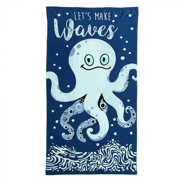 Alfresco Kids Microfibre Beach Towels Assoted Colours 70cm x 140cm Pack of 1 BPV227523 | Superhero-Dolphin and Octopus Designs | Soft-Lightweight and Quick-Drying | Perfect for Swimming-Holidays and Pool Days