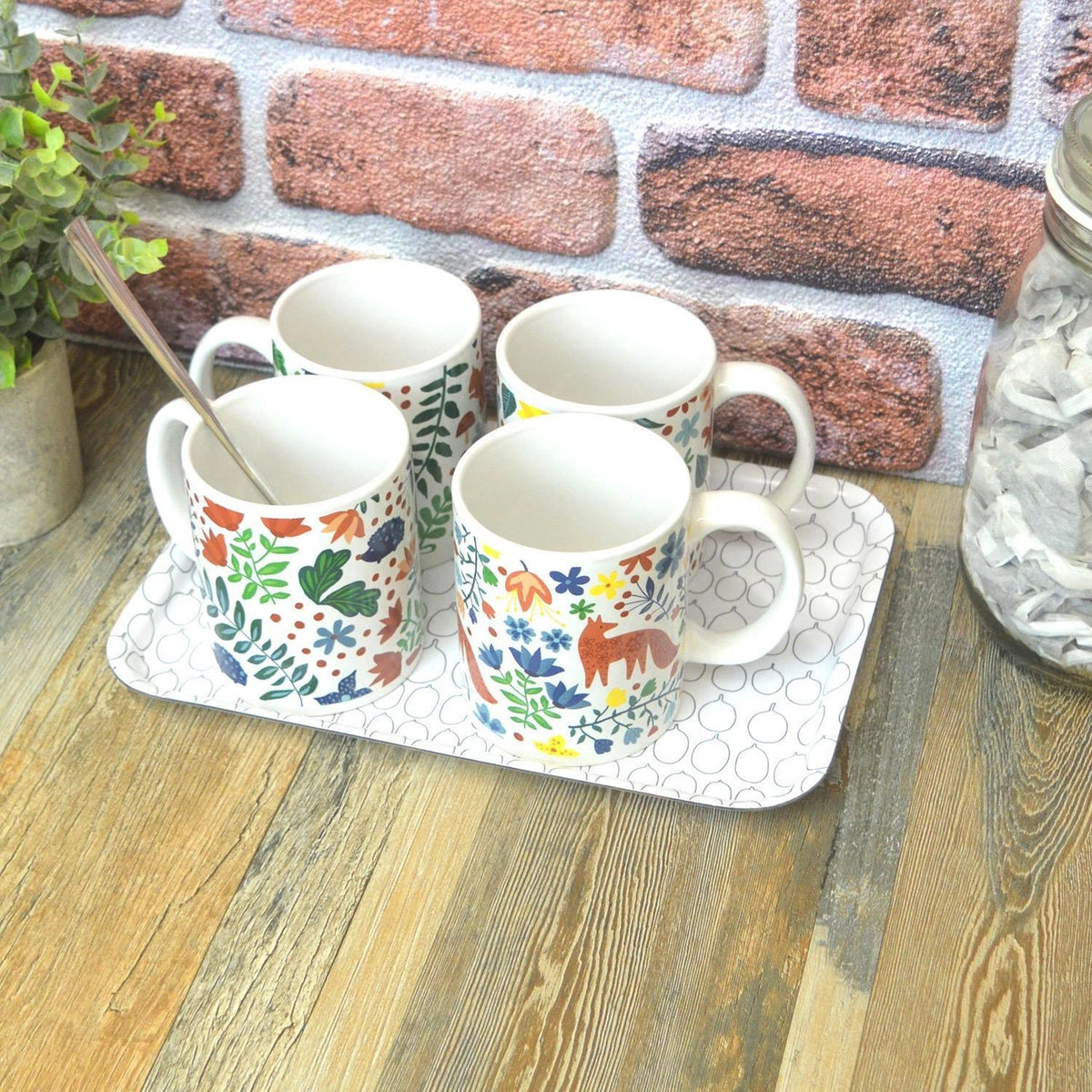 RSW Mad About Mugs Ceramic Woodland Design Mug Assorted Colours 11oz 8.2cm x 12cm x 9.8cm Pack of 1 AM4449 | Assorted Designs | Coffee and Tea Cups | Dishwasher and Microwave Safe