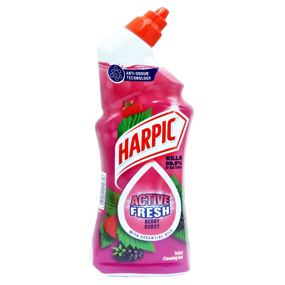 Harpic Active Fresh Berry Burst Toilet Cleaning Gel 750ml C009235 | Kills 99.9% of Bacteria | With Essential Oils | Anti-Odour Technology