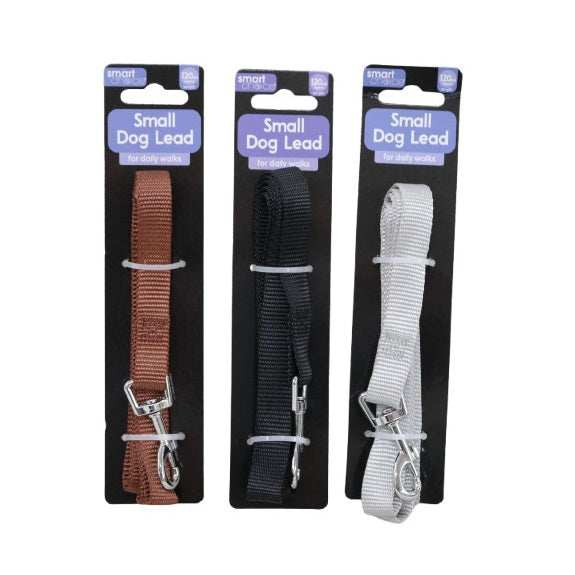 Smart Choice Small Dog Lead Assorted Colours 120cm x 1.5cm Pack of 1 SC639 | Durable Nylon Leash for Daily Walks | Lightweight | Comfortable Grip | Strong Metal Clip
