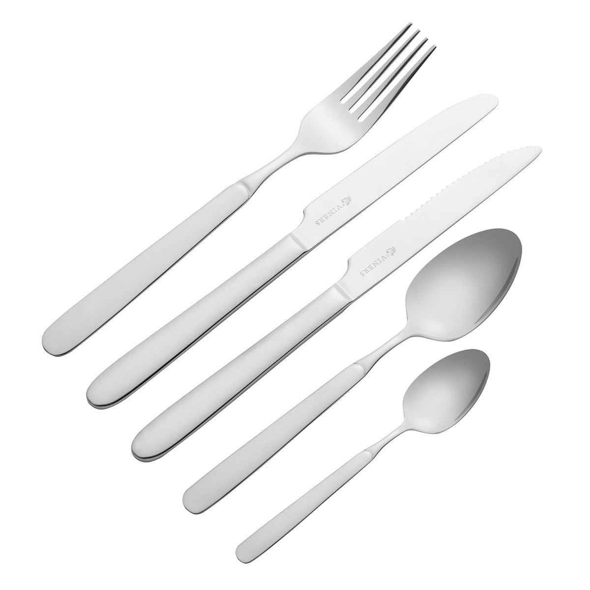 Viners Marple Stainless Steel Cutlery Set Silver Pack of 20 303.188 | Includes 4 x Steak Knives | 4 x Table Forks | 4 x Table Knives | 4 x Dessert Spoons | 4 x Tea Spoons | Mirror Polished Finish