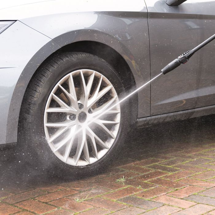 Hilka Electric Pressure Washer with Patio Cleaner 1600W Black 91051600 | Pressure 130 Bar | Adjustable Spray Lance | 5Mtr Cable | 5Mtr Hose | Ideal for Cars-Patios and Garden | Compact Design | 8L Per Minute Max Flow | Includes Patio Brush-Turbo Nozzle