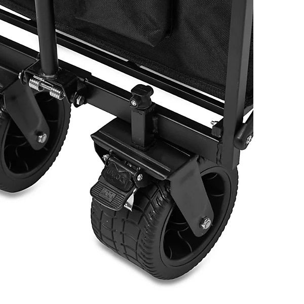 Country Club Explorer Foldable Handy Cart Black 90cm x 56cm x 99cm HWP232602 | 100Kg Max Load | Extra Wide Lockable Wheels | Adjustable Handle | Push and Pull Steering | Folds Down to Save Space | Ideal for Beach-Camping-Gardening and Picnics | Fits