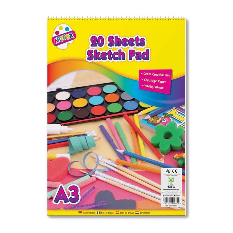 Tallon Artbox A3 Sketch Pad White 20 Sheets 5681 | Great Creative Fun | Cartridge Paper | 90gsm