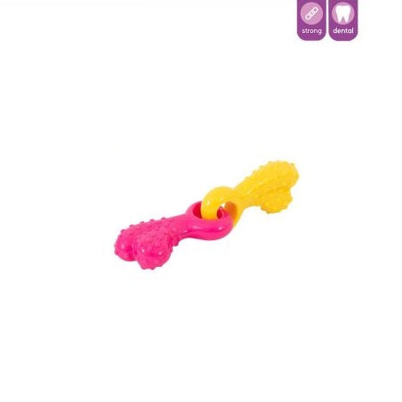 Smart Choice Rubber Dental Toy for Dogs Assorted Colours 5cm x 5cm x 11cm Pack of 2 SC1617 | Durable Chew Toy for Teeth Cleaning and Gum Massage | Great for Dental Hygiene | Robust Rubber and Durable Nylon | For Games of Throw and Fetch