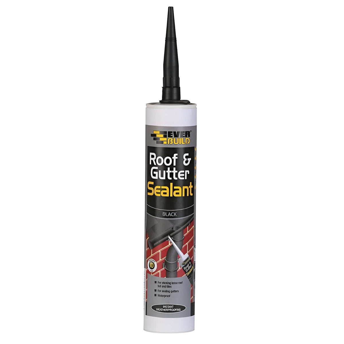 Everbuild Roof and Gutter Sealant Black ROOF | For Sticking Loose Roof Felt and Tiles | For Sealing Gutters | Waterproof | Instant Weatherproofing