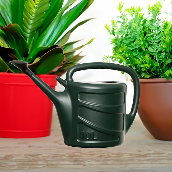 Whitefurze Plastic Garden Watering Can Green 10Ltr G28WC10G | Outdoor Water Dispenser for Plants-Lawns and Greenhouses