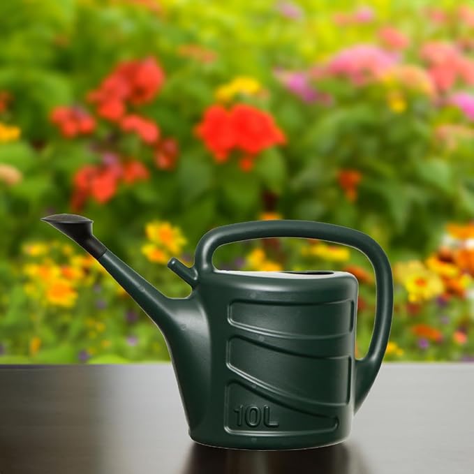 Whitefurze Plastic Garden Watering Can Green 10Ltr G28WC10G | Outdoor Water Dispenser for Plants-Lawns and Greenhouses
