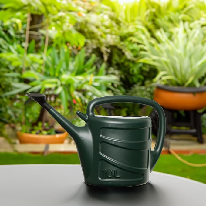 Whitefurze Plastic Garden Watering Can Green 10Ltr G28WC10G | Outdoor Water Dispenser for Plants-Lawns and Greenhouses
