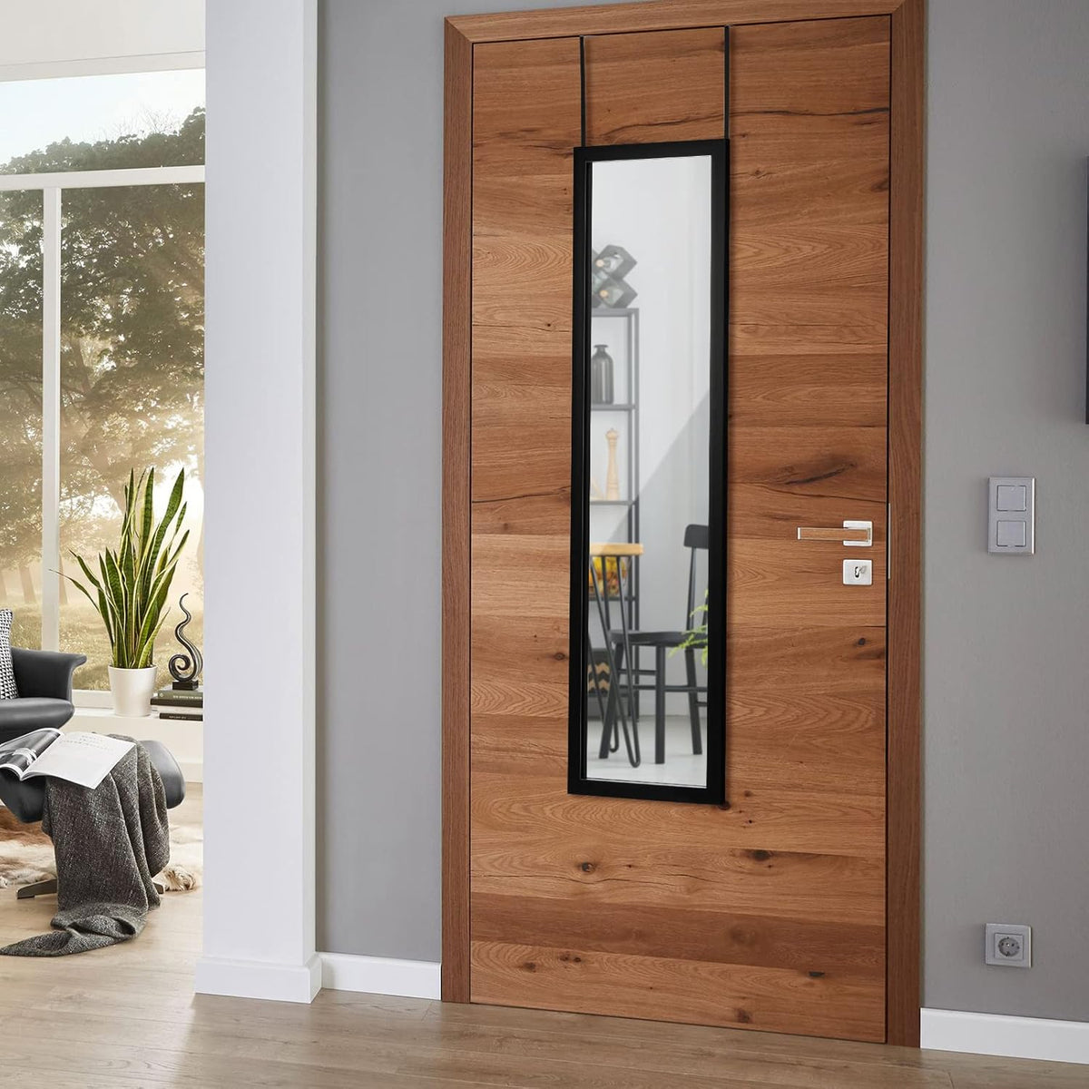 Trends 4 You Full Length Over Door Mirror with Frame Black 34cm x 94cm FL2100710 | Hanging Dressing Mirror | For Bedroom-Bathroom or Closet | Space-Saving Design | Easy Installation