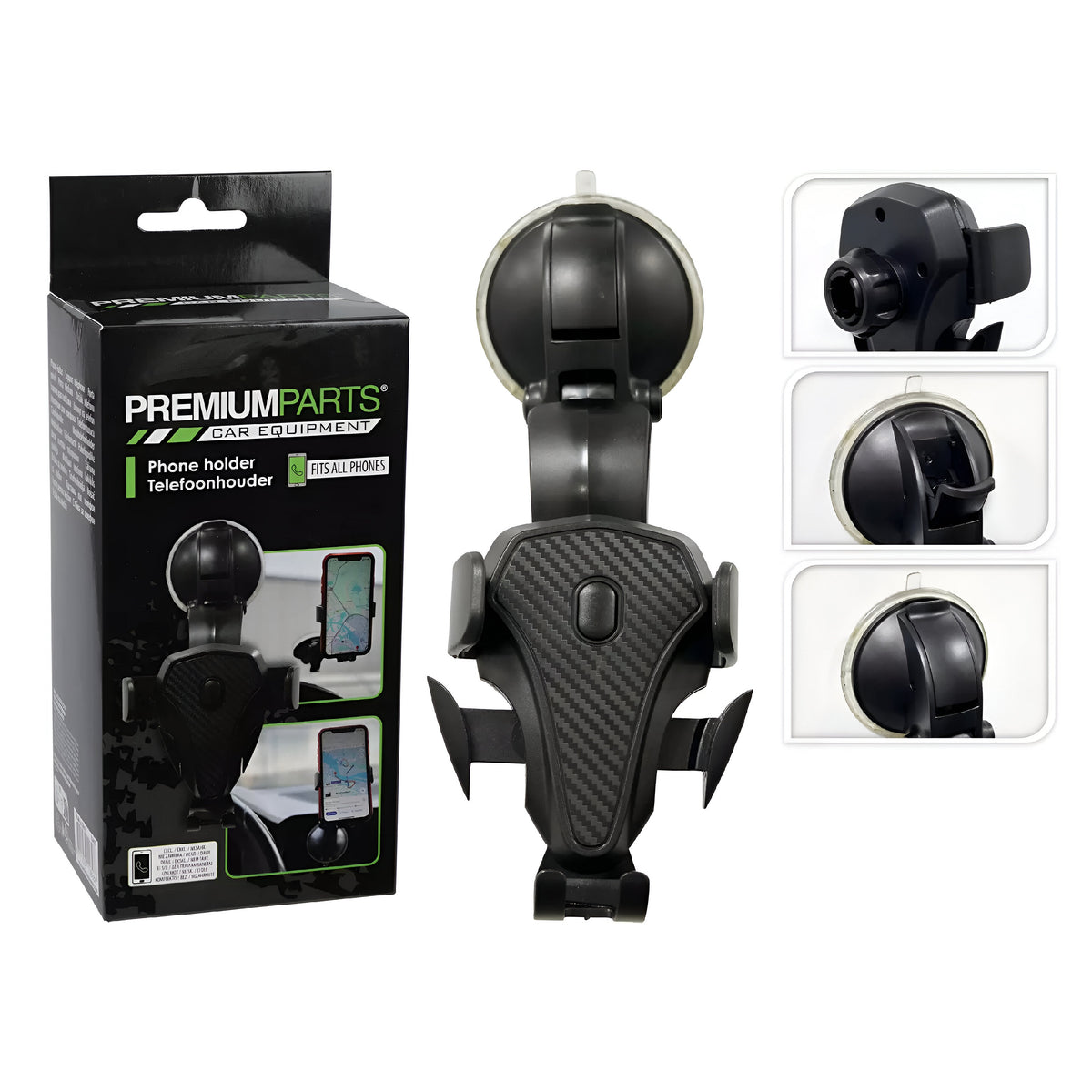Premium Parts Car Equipment Suction Car Phone Holder Black 109000440 | Fits All Phones