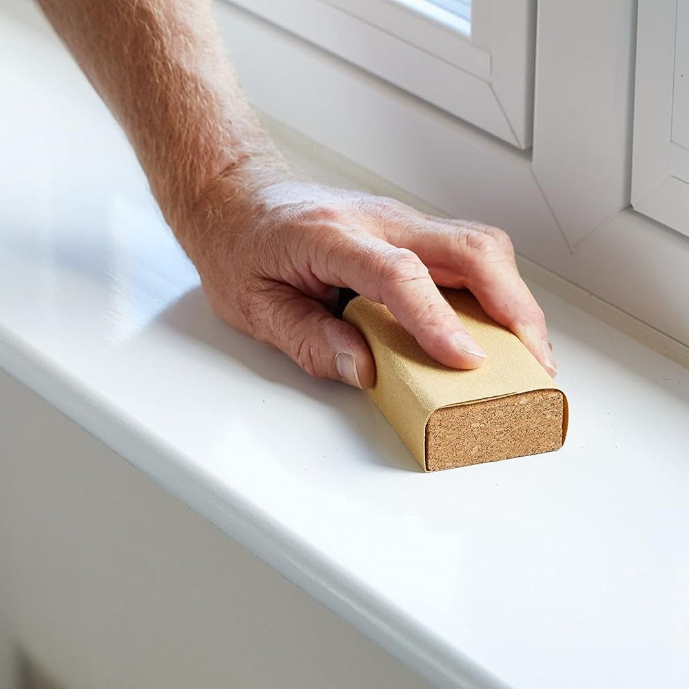 Cork Sanding Block Brown | Handheld Swell-Resistant Block | With Bevelled Edges and Anti-Slip Grip | Ideal for Surface Smoothing