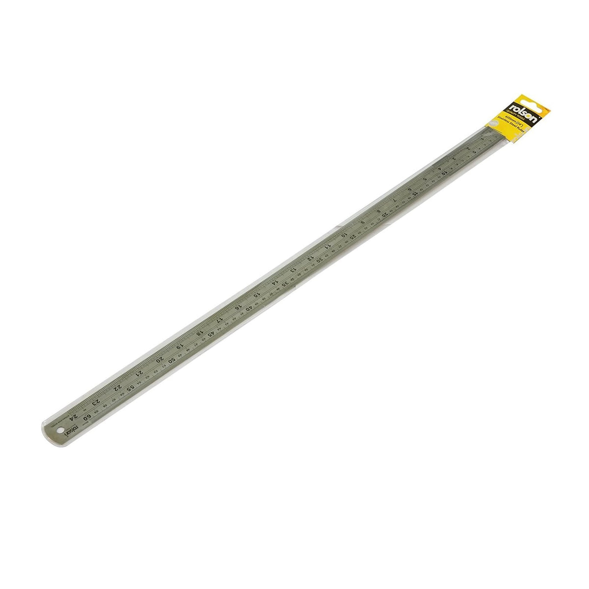 Rolson Stainless Steel Ruler Silver 600mm 50826 | Measuring Tool with Metric and Imperial Markings | Ideal for DIY-Woodworking and Craft Projects