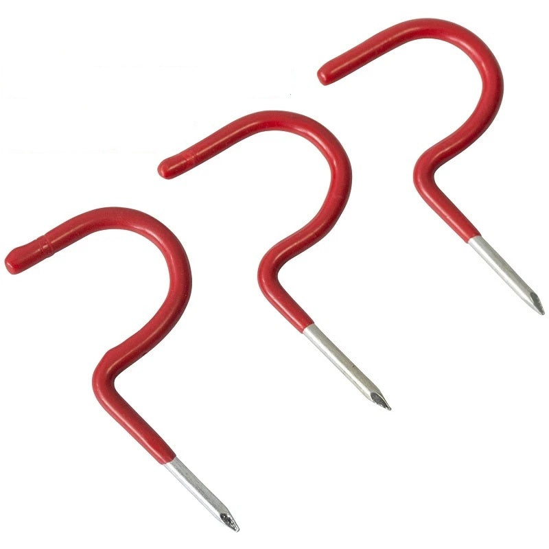 Amtech Loop Storage Hook Set Red 28mm Pack of 3 S6158 | Strong Steel Construction | Non Marking Plastic Cover