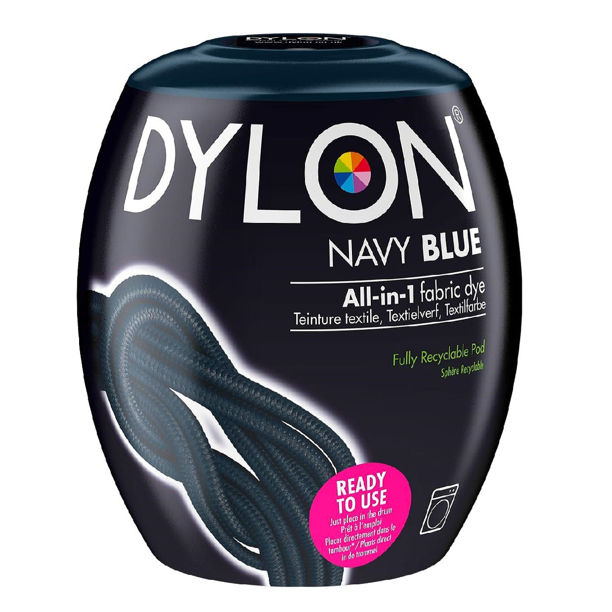 Dylon All-in-1 Fabric Machine Dye Powder Pod Navy Blue 350g 2204430 | Fully Recyclable Pod | Ready to Use