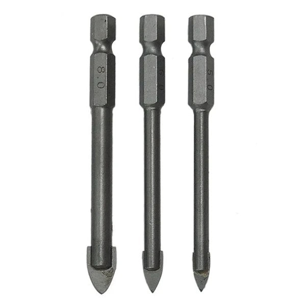 Amtech Hex Drive Glass and Tile Bit Set Metallic Black Assorted Sizes Pack of 3 F0972