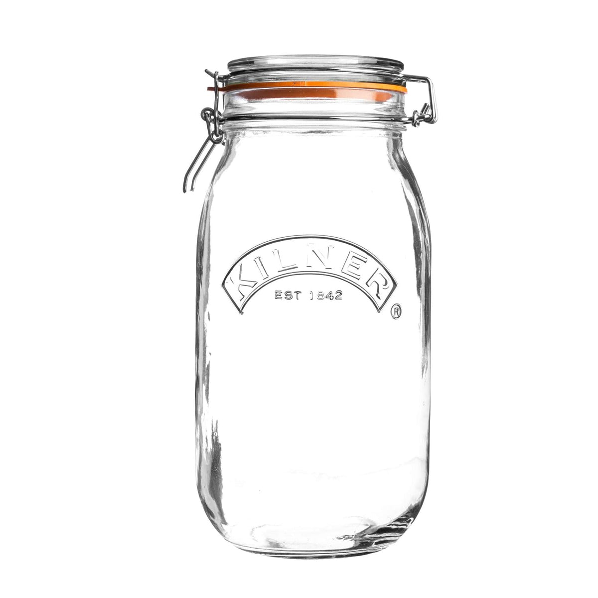 Kilner Round Clip Top Glass Storage Jar Clear 2L 0025.493 | Airtight Seal | Durable Glass | Ideal for Preserving-Pickling and Dry Food Storage
