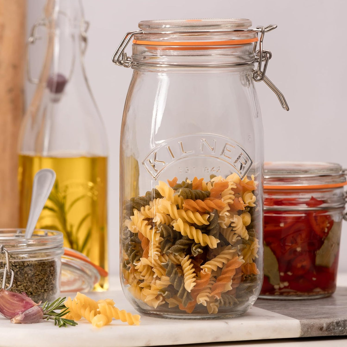 Kilner Round Clip Top Glass Storage Jar Clear 2L 0025.493 | Airtight Seal | Durable Glass | Ideal for Preserving-Pickling and Dry Food Storage