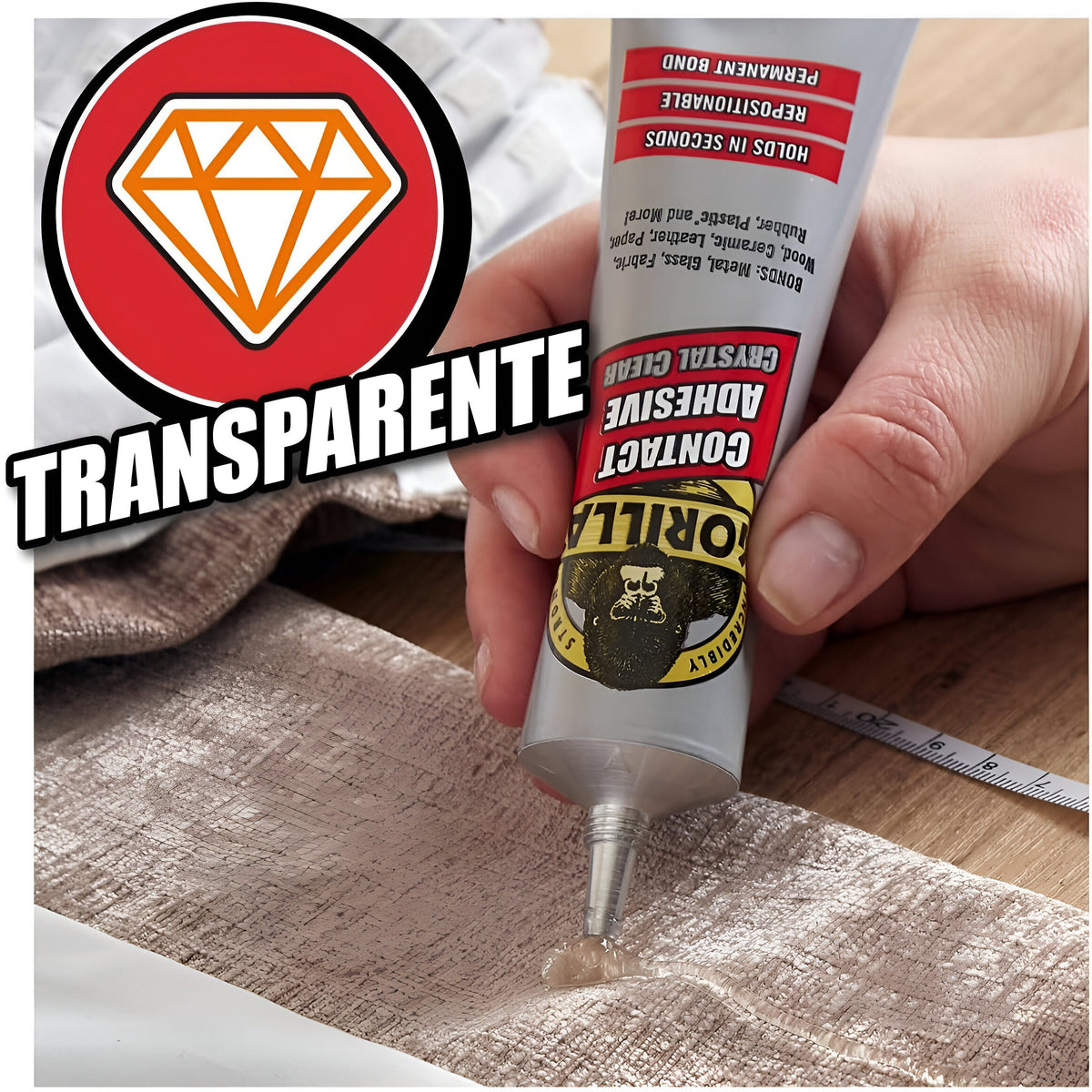 Gorilla Contact Adhesive Glue Clear 75g 3542 | Holds in Seconds | Repositionable | Permanent Bond | Waterproof | Bonds Metal - Glass - Fabric - Wood - Ceramic - Leather Paper - rubber - Plastic and More