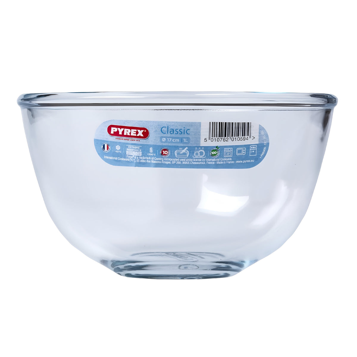Pyrex Classic Round Glass Bowl Clear 1Ltr 17cm 179B000