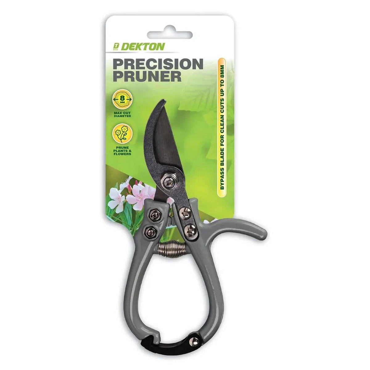 Dekton Precision Pruner Grey 15.5cm DTG5035 | 8mm Max Cut Diameter | Prune Plants and Flowers | Lightweight and Handy for Small Pruning Jobs | High Quality Stainless Steel Blades | Ergonomic Design Fits Comfortably in Hand | Safety Lock for Secure Transport and Storage