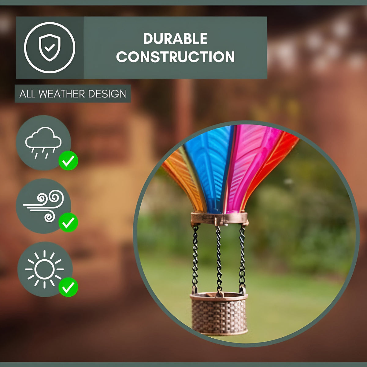 Smart Garden Solar Powered Rainbow Flaming LED Balloon Multicolour 44cm x 14cm 1080078 | Flickering Flame Effect | Safe - Cool to the Touch | Charges in Direct Sunlight | Automatically Illuminates at Night