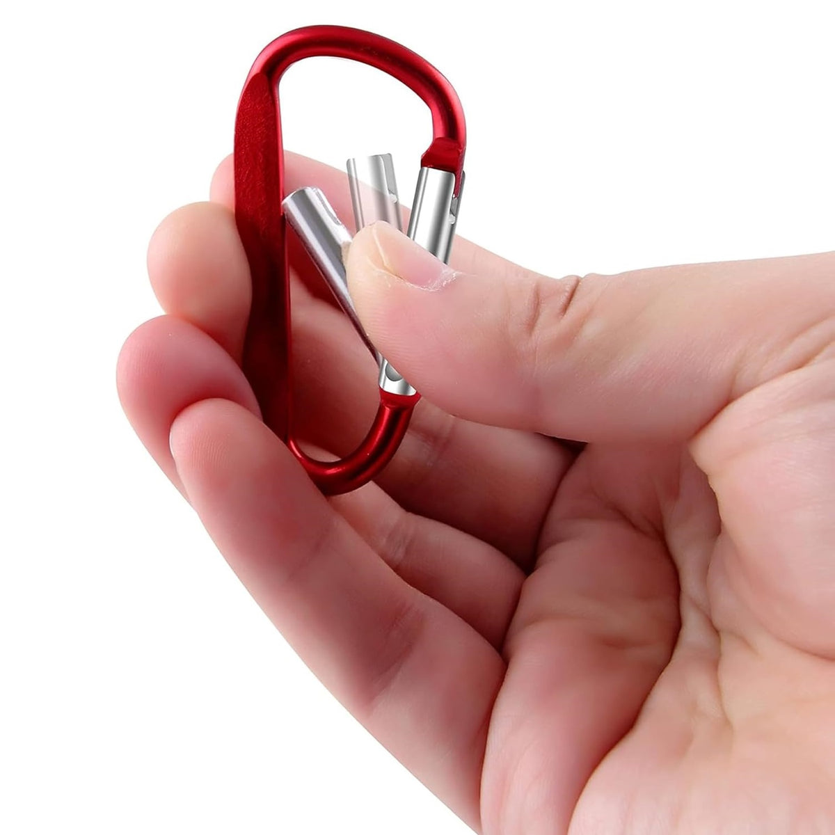Dekton Spring Loaded Snap Hooks Red and Silver Medium 60mm Pack of 2 DH70140 | One Hand Operation | Max Weight - 40Kg | Lightweight and Strong | Waterproof | Rustproof | Durable | Made from Lightweight and Strong Aluminium | Self-Closing Mechanism
