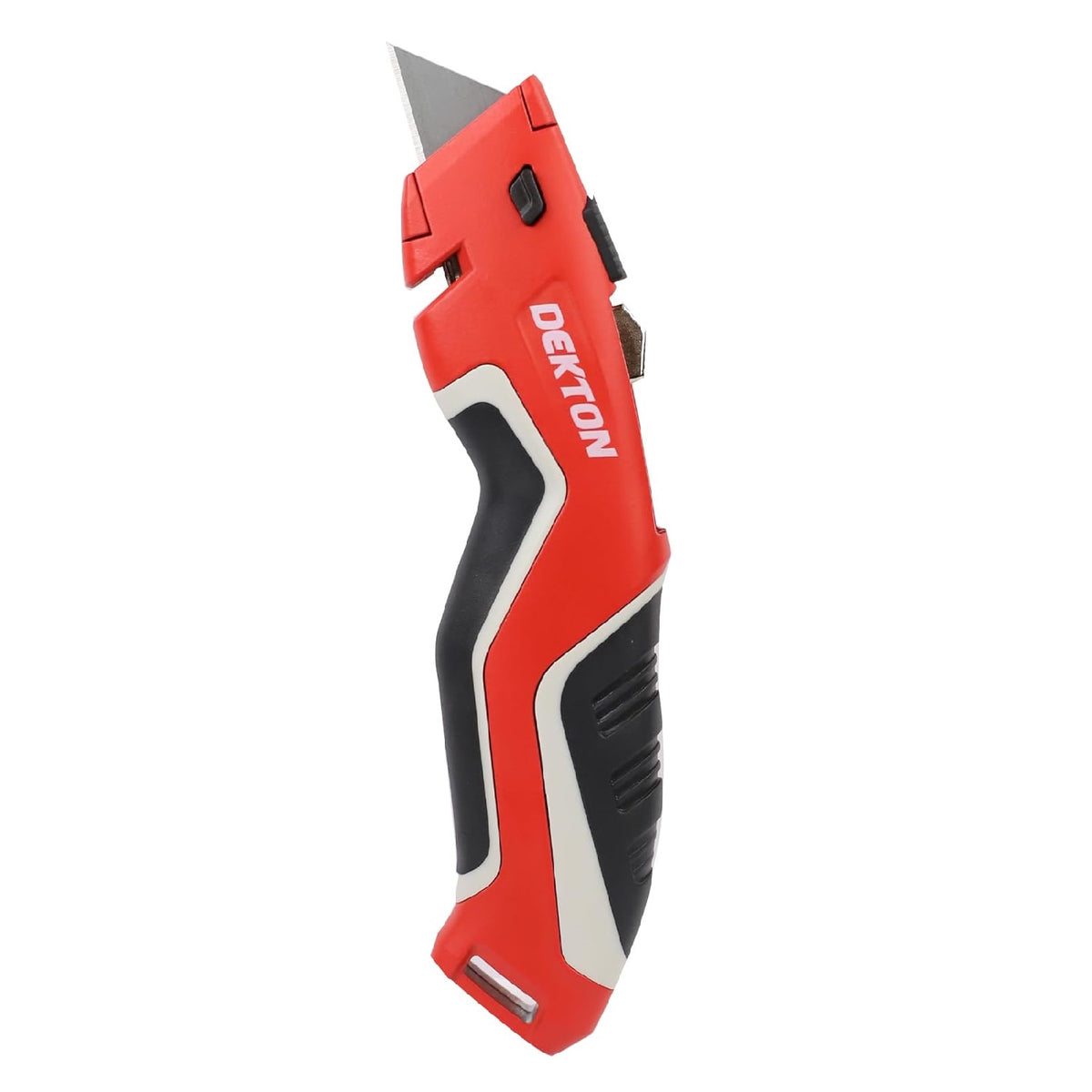 Dekton Professional Carpet Knife Red 60mm DT60122 | Extra Strong SK5 Steel | 3x More Cuts | 5x Sharp | Heavy Duty | Ideal for Cutting Carpet - Card - Paper - Leather and More | Retractable for Safety | Soft Touch Grip | Metal Body | Instant Blade Change