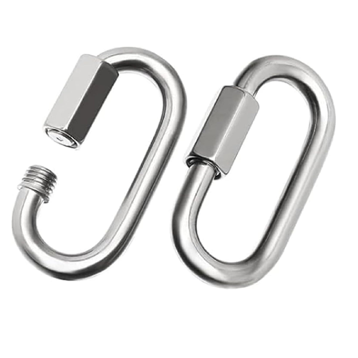 Dekton Chain Link Connectors Silver 10mm Pack of 2 DH70180 | Multi-Purpose | Heavy Duty | Durable | Threaded End and Hexagon Nut Ensures a Safe Connection | High Strength Steel Construction | Rust Resistant Stainless Steel | Ideal for Use with Swing Sets
