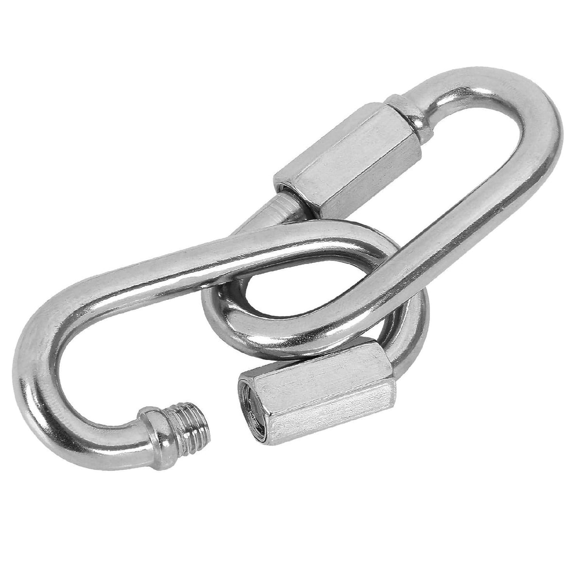 Dekton Chain Link Connectors Silver 10mm Pack of 2 DH70180 | Multi-Purpose | Heavy Duty | Durable | Threaded End and Hexagon Nut Ensures a Safe Connection | High Strength Steel Construction | Rust Resistant Stainless Steel | Ideal for Use with Swing Sets