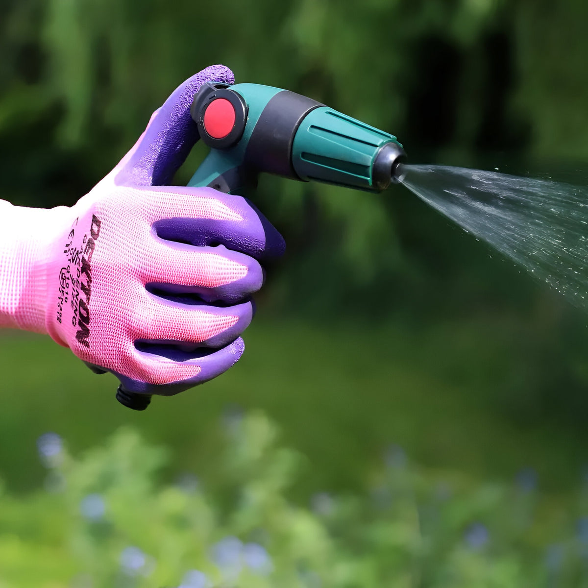 Dekton Easy Use Spray Nozzle Dark Green DTG6140 | Easy Thumb Control | universal Fitting | Thumb Controls On-Off and Water Flow | Fits All Types of 0.75-Inch | Soft Non-Slip Grip | Ergonomic Design