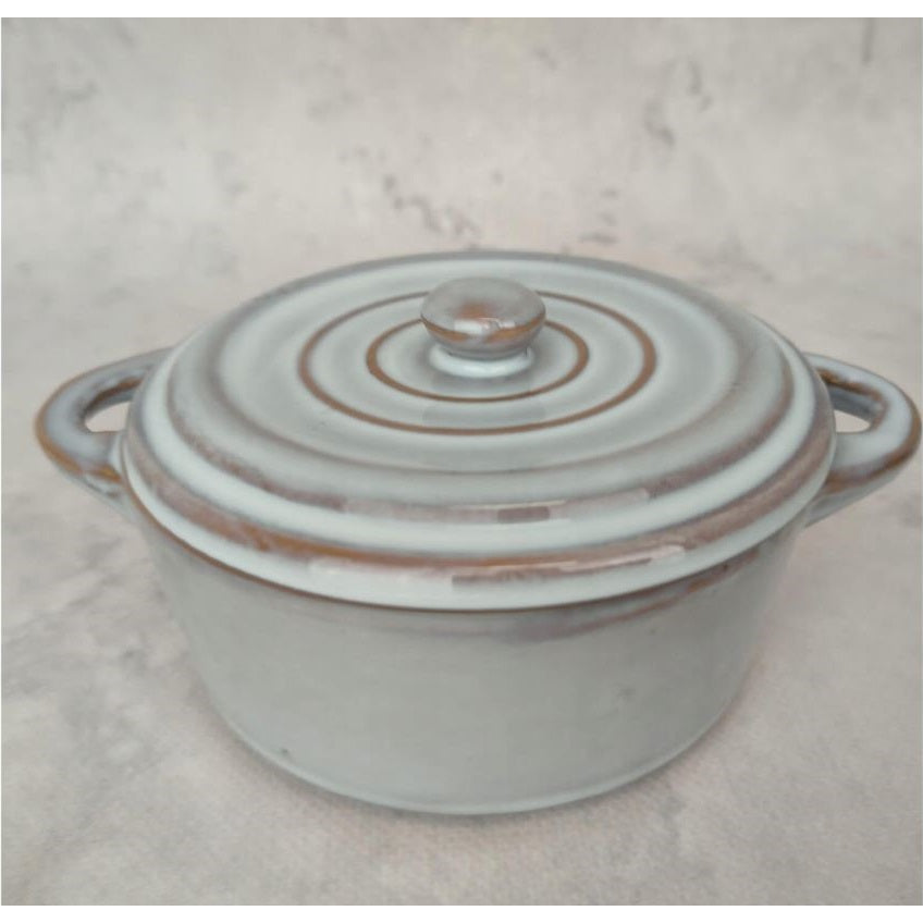 Excellent Houseware Stoneware Casserole Dish with Lid Assorted Colours 17cm x 13cm x 6cm Pack of 1 350ml Q51200720 | Oven and Dishwasher Safe