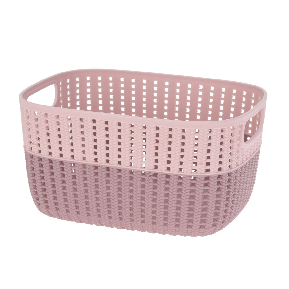 Duotone Plastic Woven Design Storage Baskets Assorted Colours 22cm x 28cm Pack of 1 030002050 | Durable Organizer Bins with Handles | Ideal for Toys-Laundry-Bathroom and Office Use