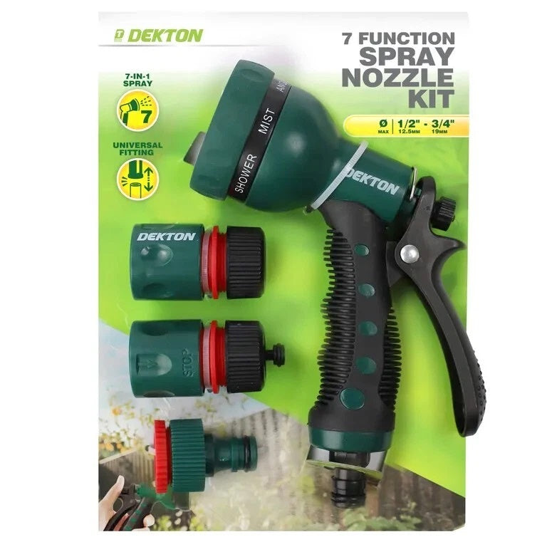 Dekton 7 Function Spray Nozzle Kit Green and Black DTG6120 | 7-in-1 Spray | Universal Fitting