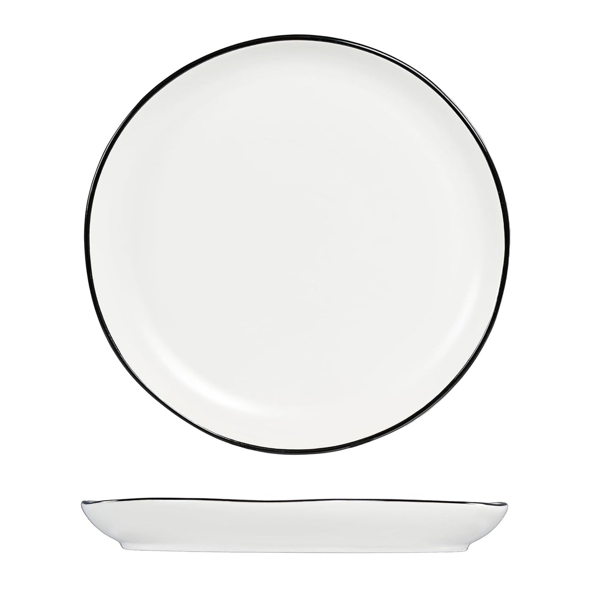 Classic Melamine Plate with Black Rim White 210mm 177601790 | Serving Plate for Camping-Kitchen or Everyday Use