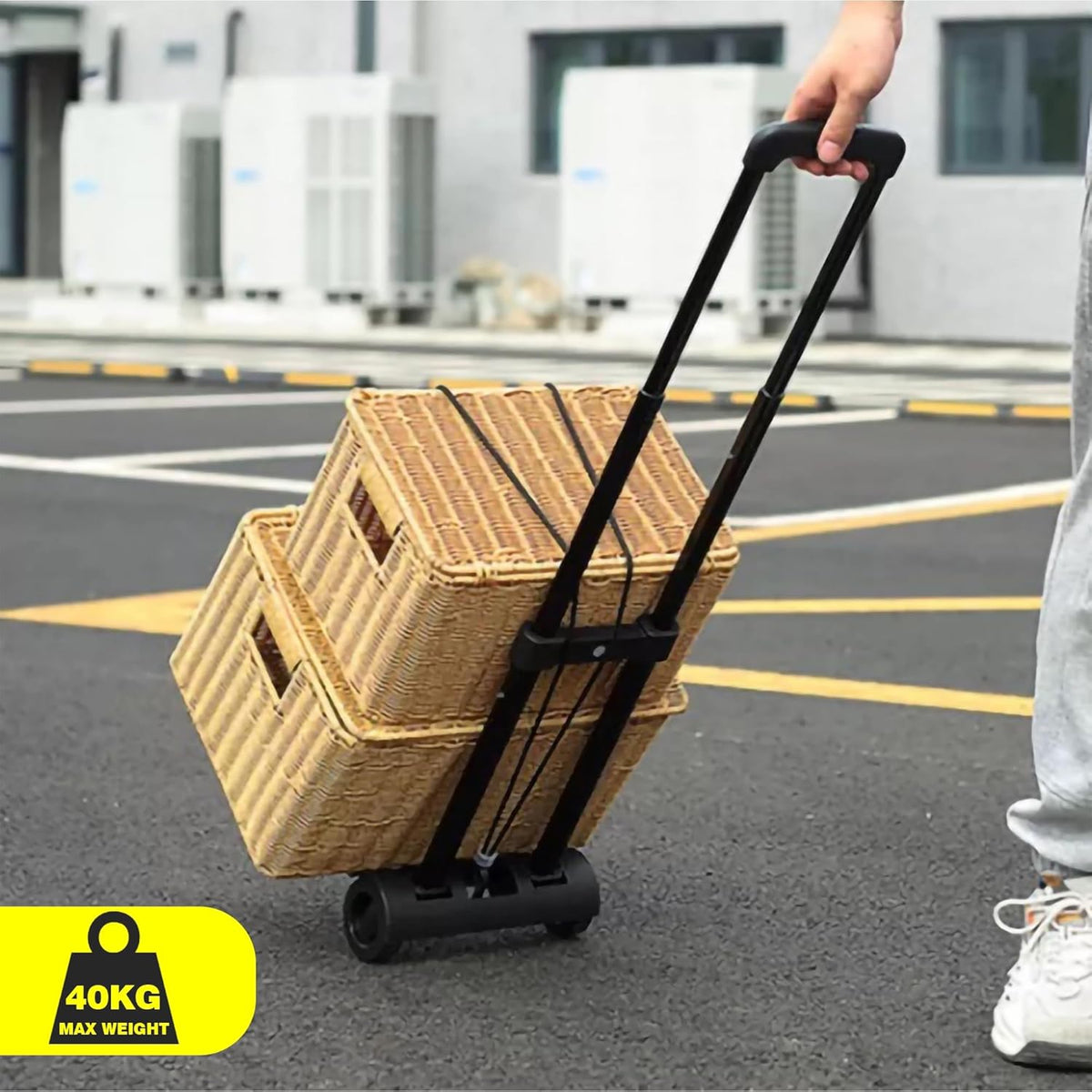 Dekton Universal Hand Truck Black 40Kg DT50715 | Compact Folding | Extendable | With Built-In Clamping Belt to Secure Load | Ideal for Shopping - Camping or Home | Perfect for the Boot of your Car