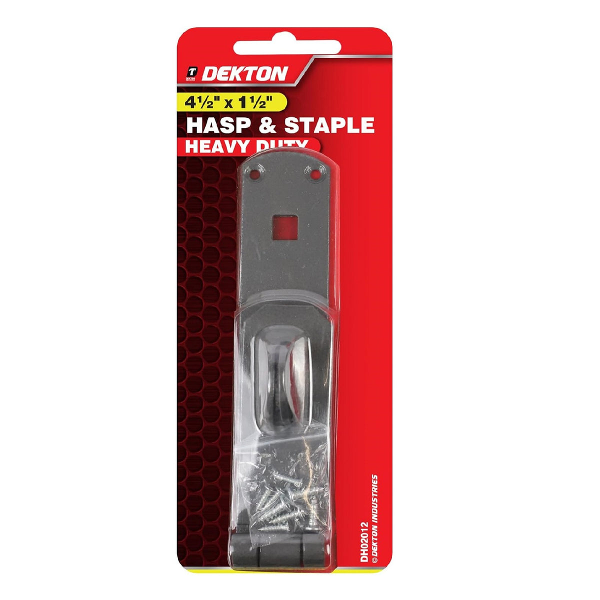 Dekton Heavy Duty Hasp and Staple Grey 1.5-Inch x 4.5-Inch DH02012 | Heat Treated Carbon Steel | Powder Coated Finish | Comes Complete with Fittings | Easy to Install | Suitable for Many Places, Such as Doors - Windows - Safes - Tool Boxes - Drawers