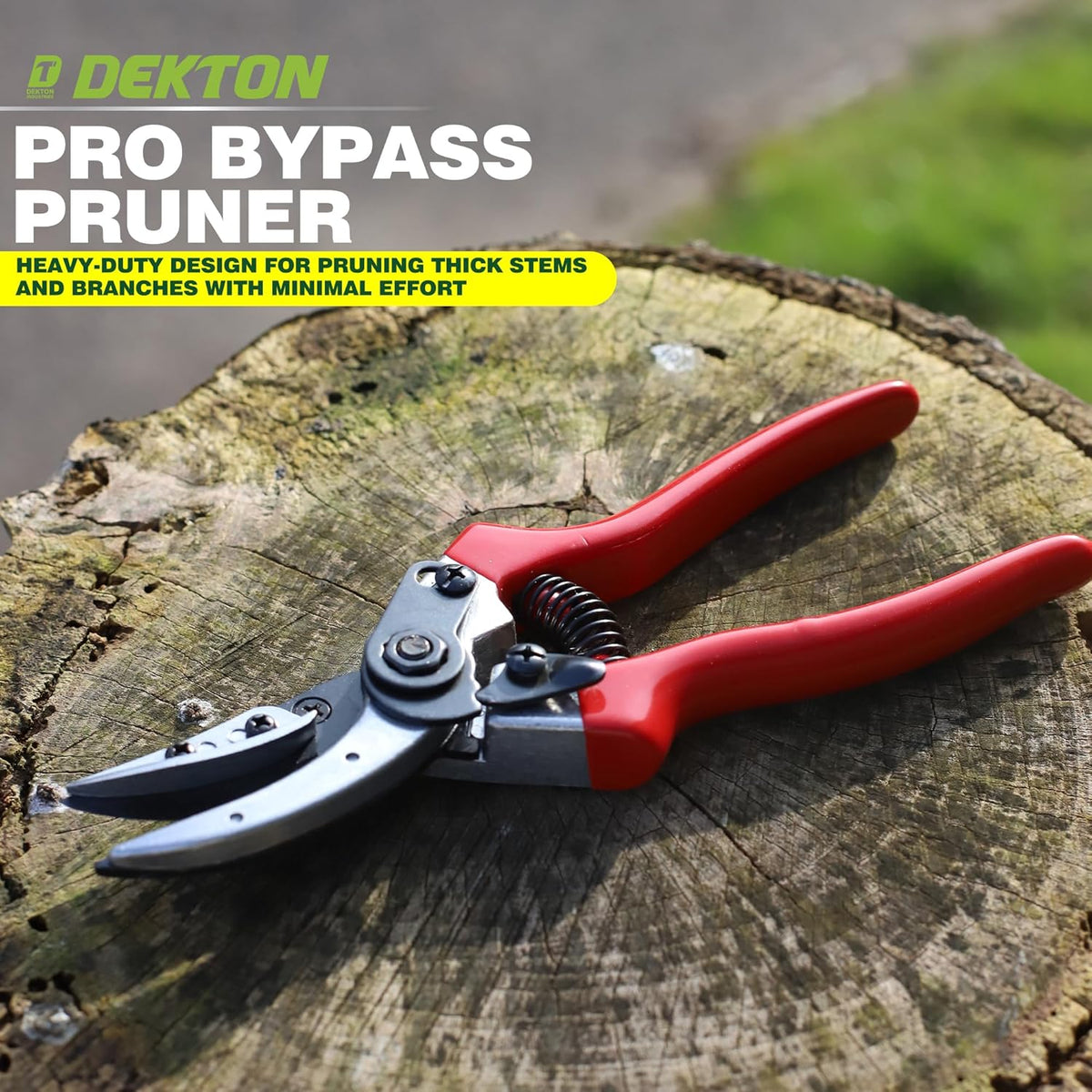 Dekton Pro Bypass Pruner Red 21cm DTG5015 | Prunes Stems and Branches | Powerful Cut Through Thick Branches upto 13mm | Heavy-Duty Design | Ideal for Pruning Tough Fibrous Stems - Branches and Woody Twigs | High Quality, Heavy-Duty Sharpened Carbon Steel