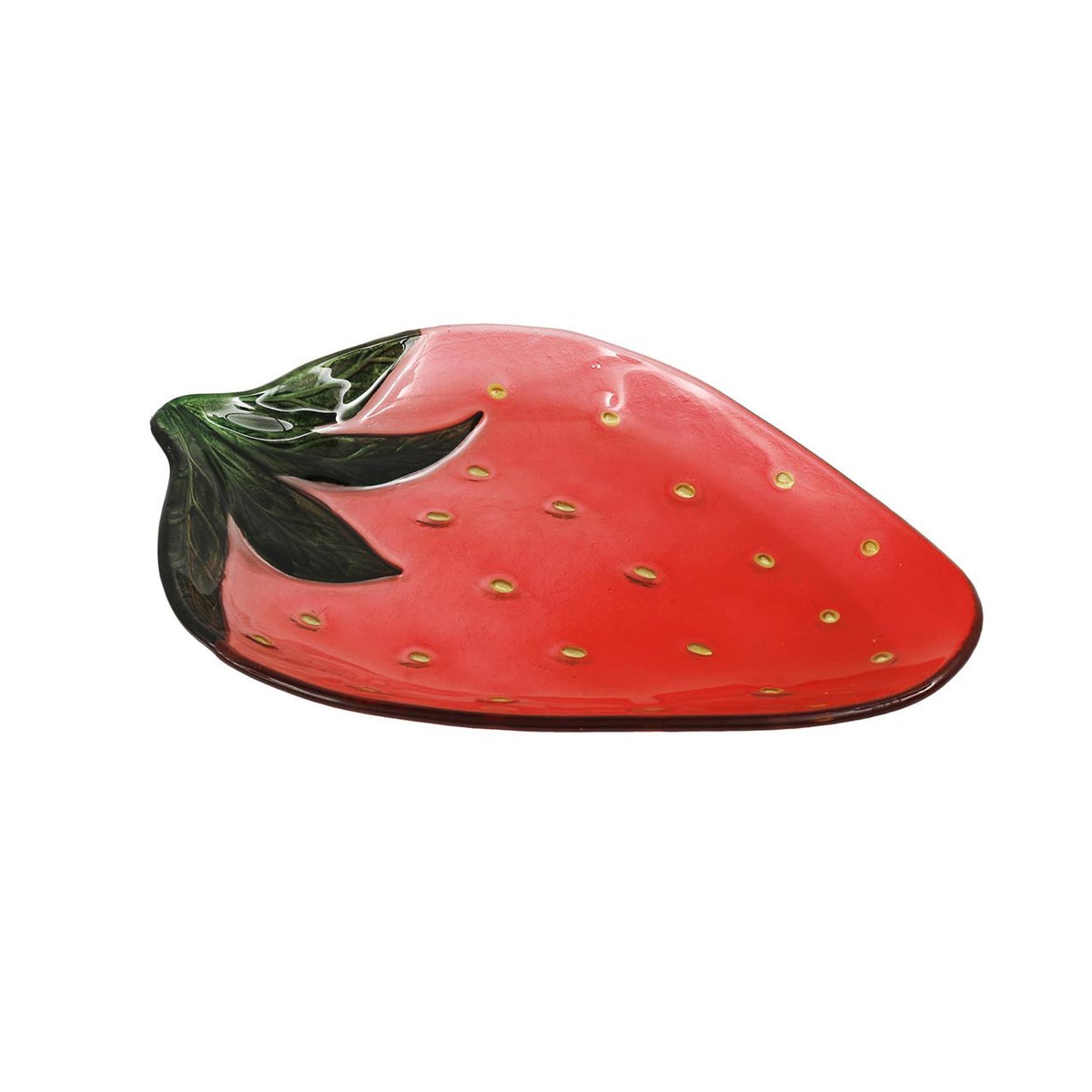 SiL Strawberry Field Glass Plate Pink Small 23cm x 31cm x 3cm KG3844 | Fruit Design Snack Tray | For Parties-Appetisers and Desserts | Decorative Kitchen Tableware