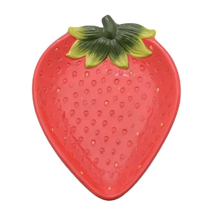 SiL Strawberry Field Glass Plate Pink Small 23cm x 31cm x 3cm KG3844 | Fruit Design Snack Tray | For Parties-Appetisers and Desserts | Decorative Kitchen Tableware
