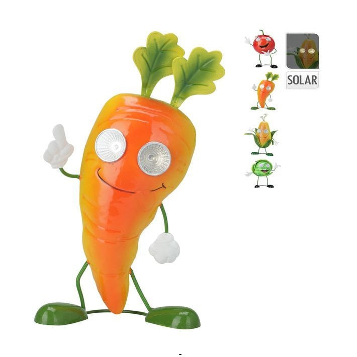 H and S Collection Cute Vegetable Solar LED Garden Lights Assorted Colours 23cm x 12cm x 32cm Pack of 1 557105440 | Corn-Tomato-Cabbage and Carrot Figures | For Lawn-Patio and Yard